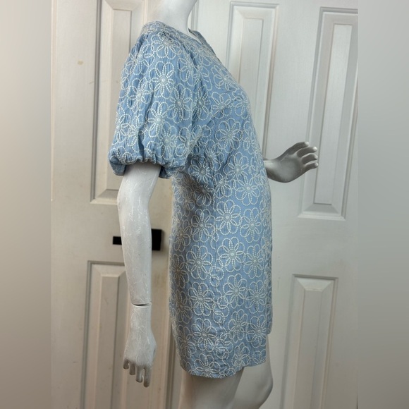 MARBLE Blue and White Floral Mini Dress Size Medium - Picture 12 of 15